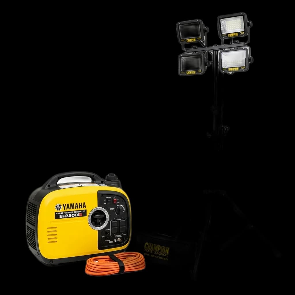 ערכת גנרטור מושתק 3000W + עמוד תאורת LED